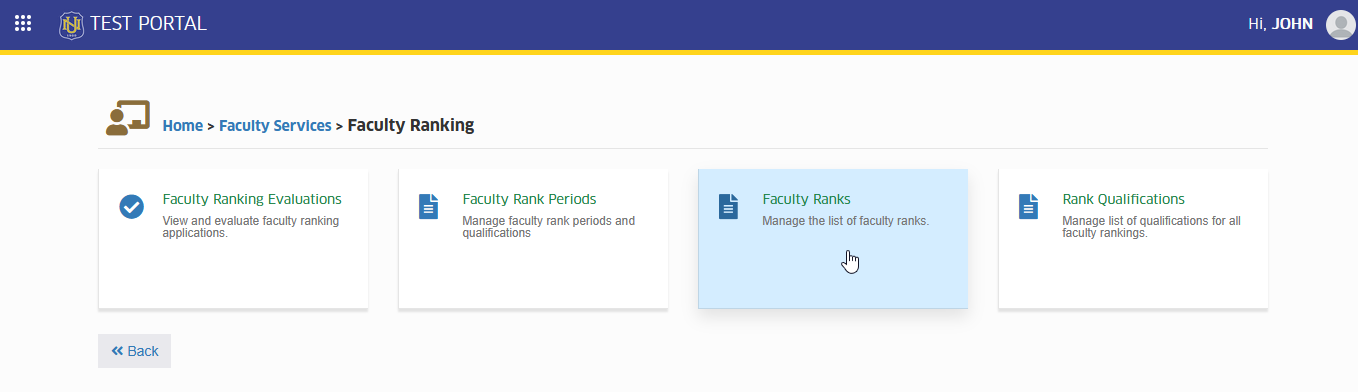 faculty rank module tab