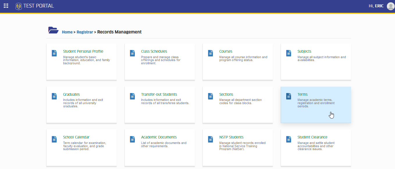 terms module tab