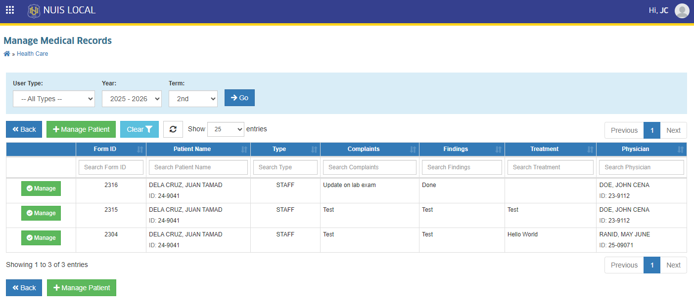 Medical Records Listview