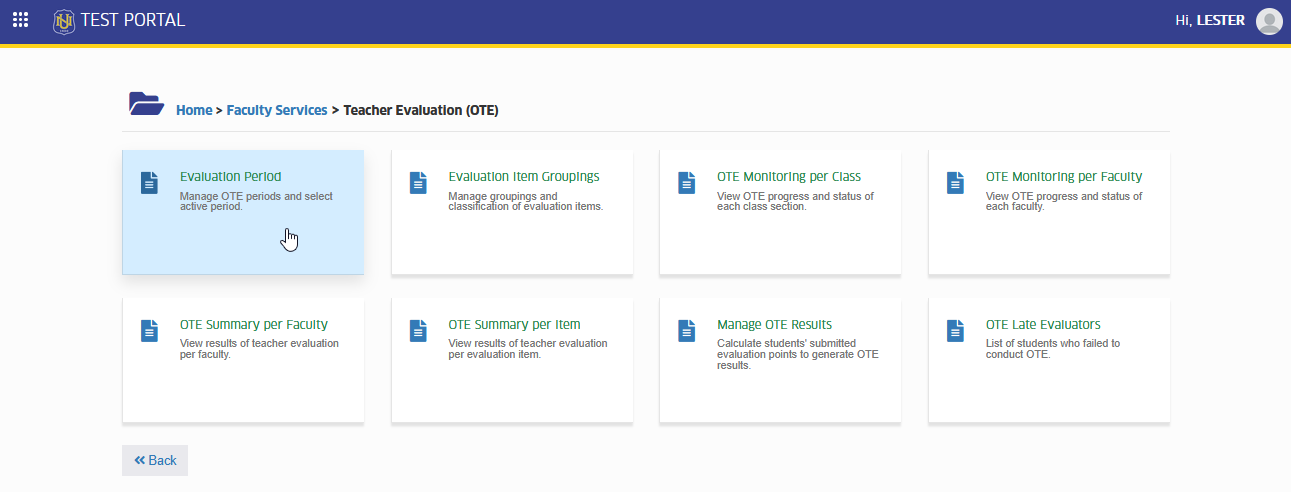 evaluation period tab