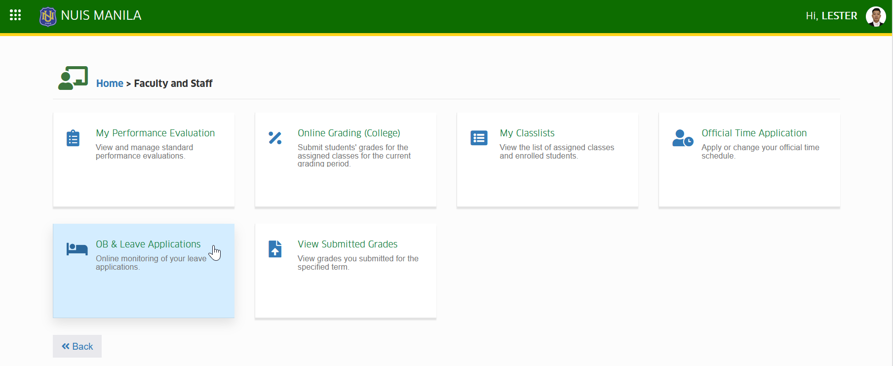 ob leave application module tab