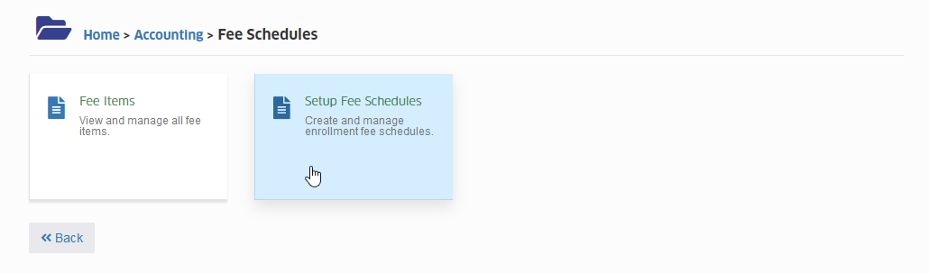 Setup Fee Schedule