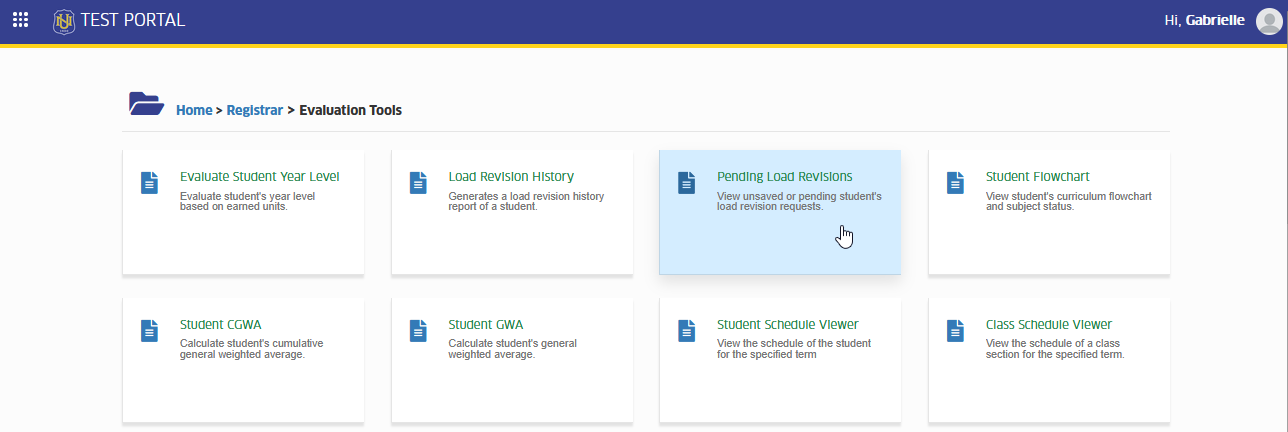 pending load revision module tab