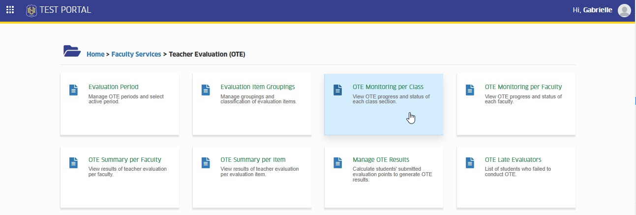 ote monitoring per class module tab