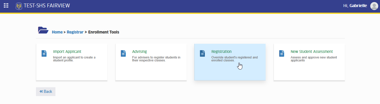 shs registration page