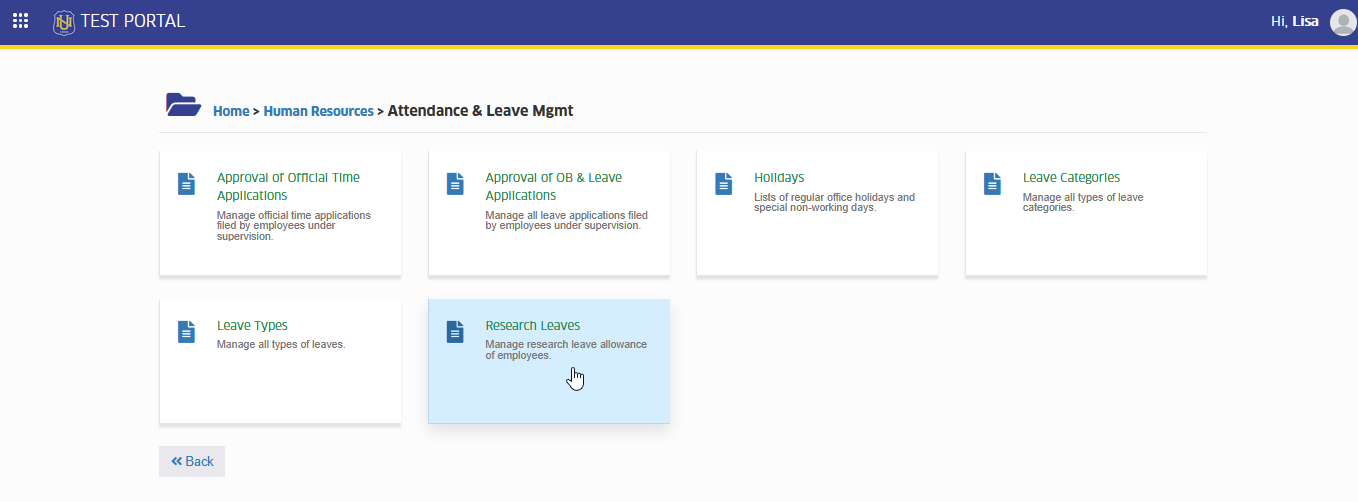research leave module tab