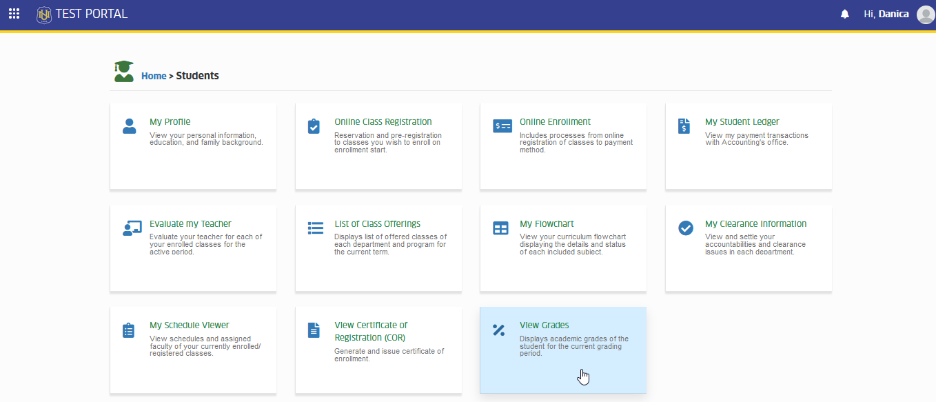 view grades module tab
