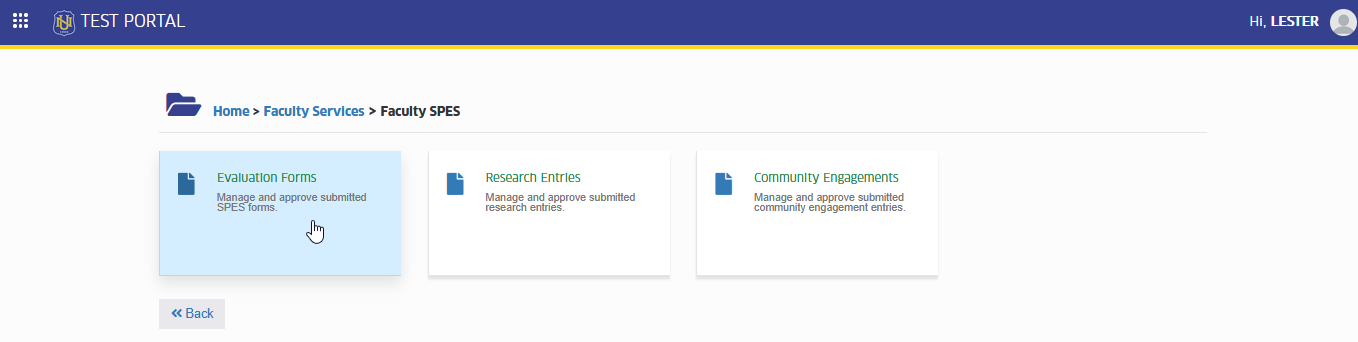 evaluation forms module tab