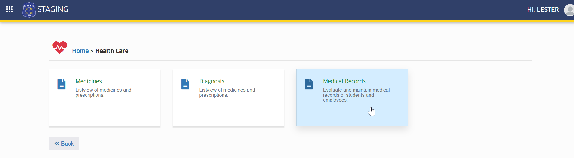medical records module tab