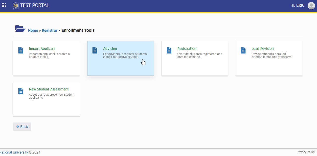 advising page