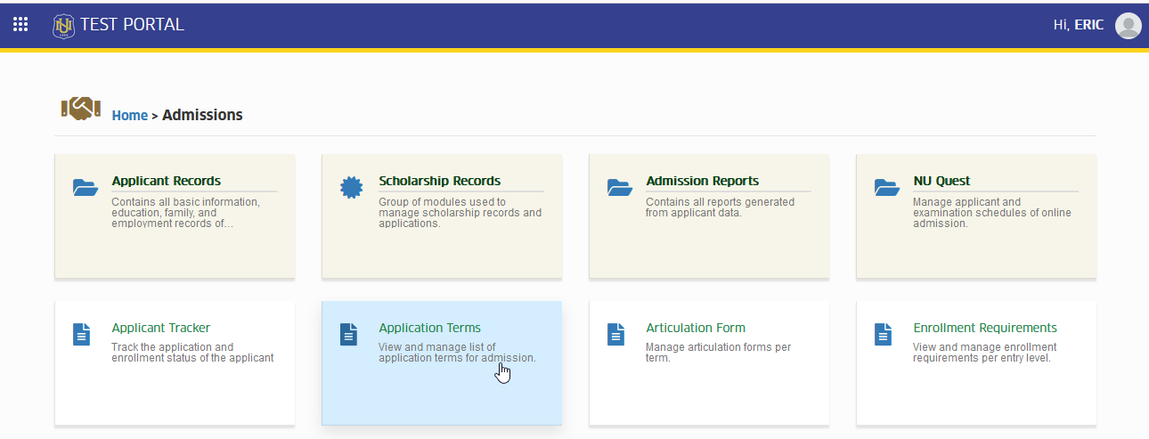 application terms