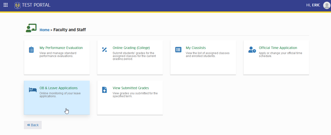 ob & leave applications module tab