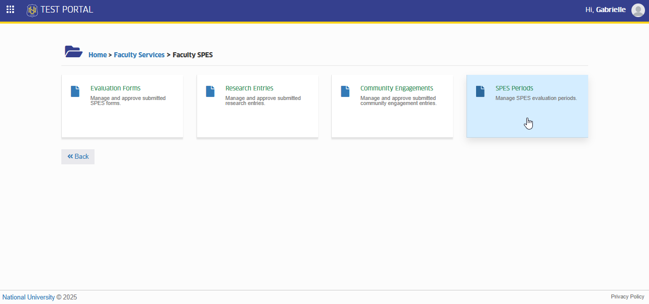 spes periods module tab