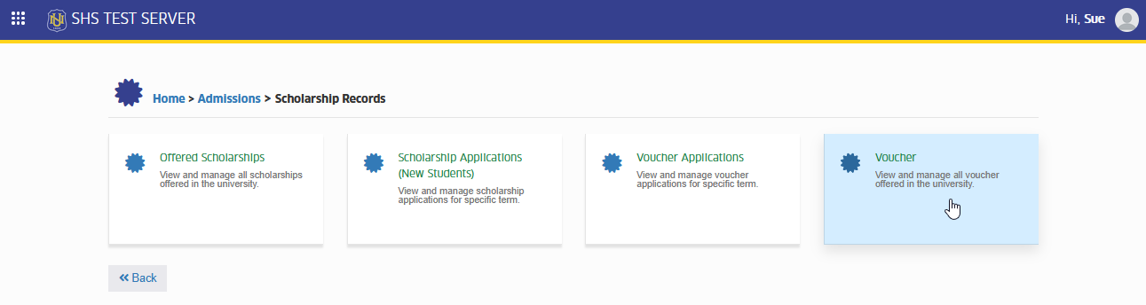 voucher module tab