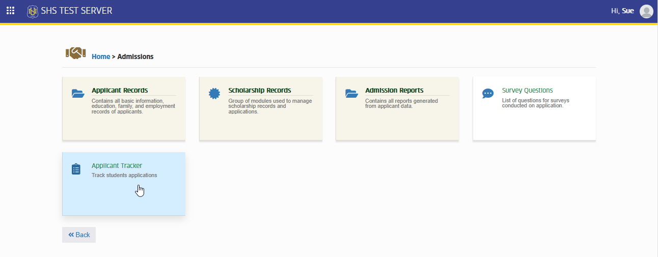 applicant tracker module tab