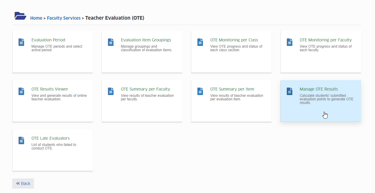 Manage OTE Menu