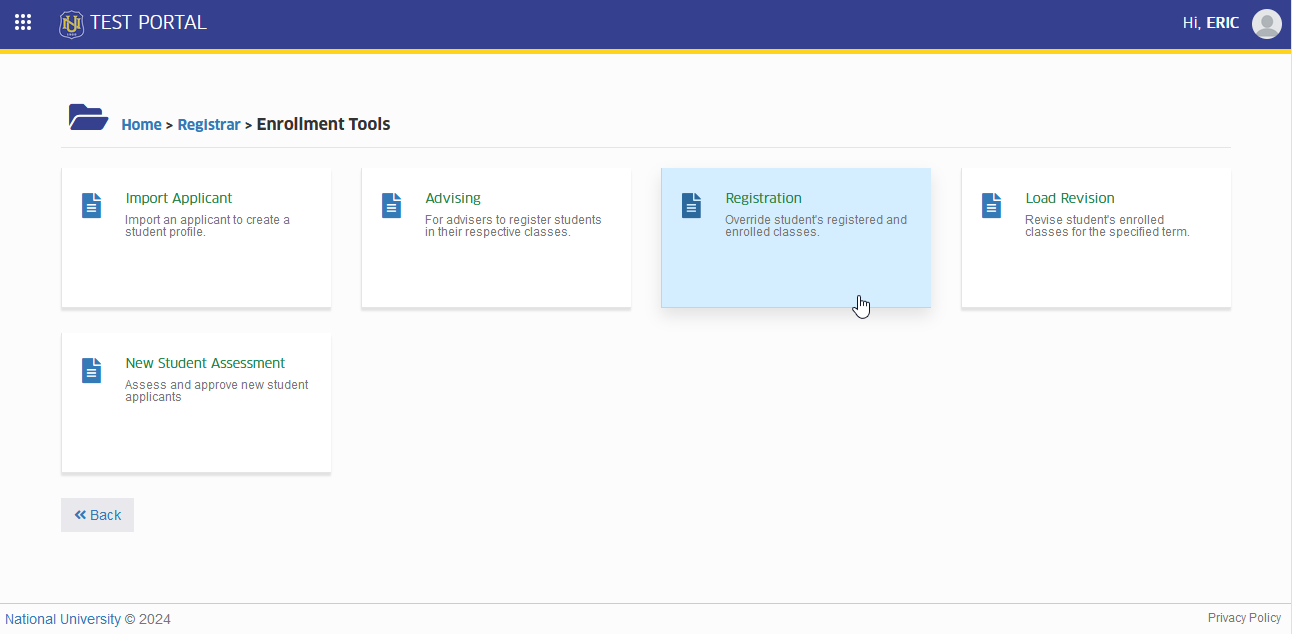 registration page
