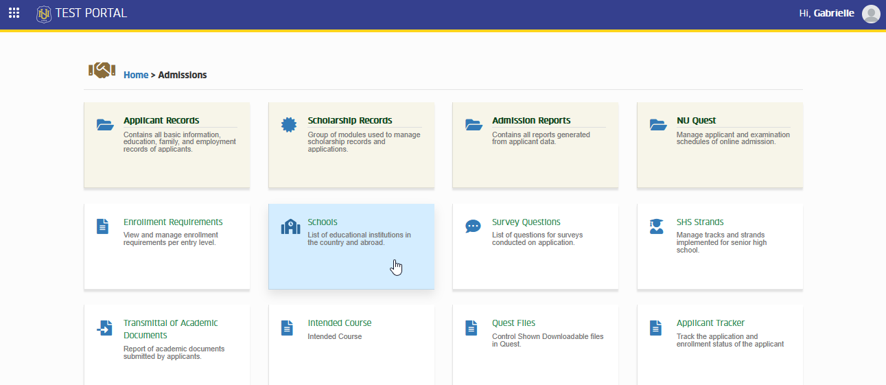 schools module tab