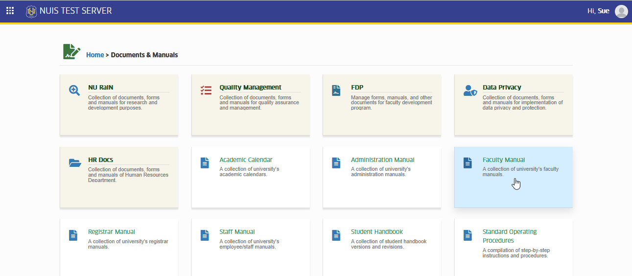 faculty manual module tab