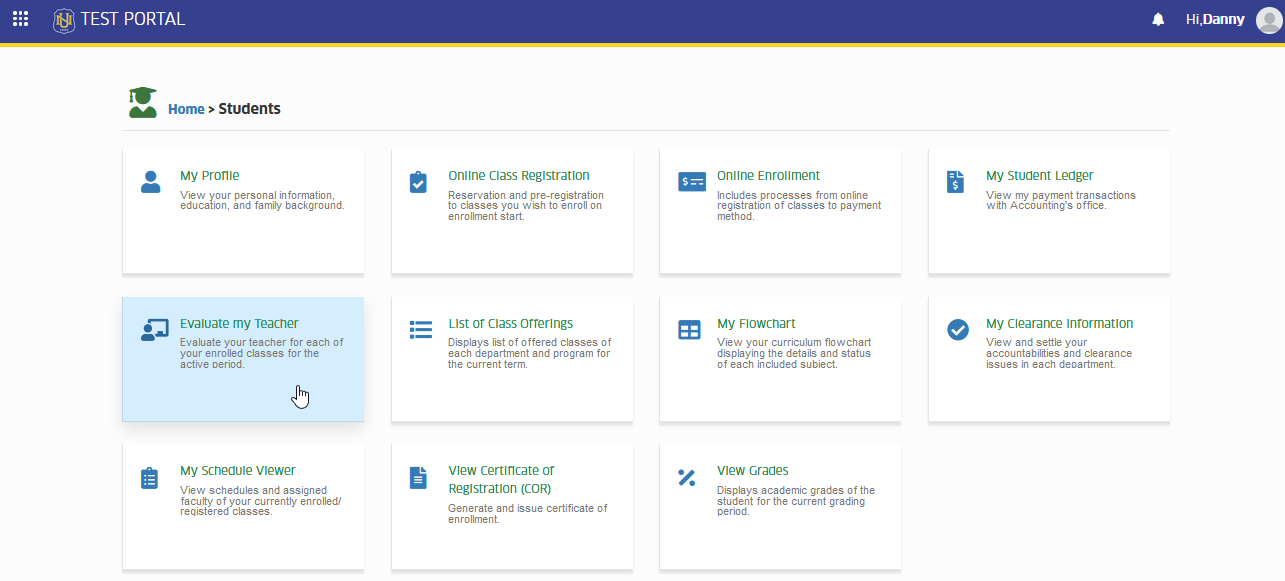 evaluate my teacher module tab