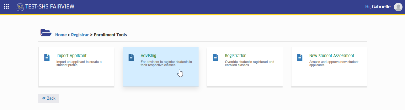 advising module tab
