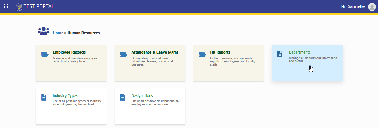 department module tab