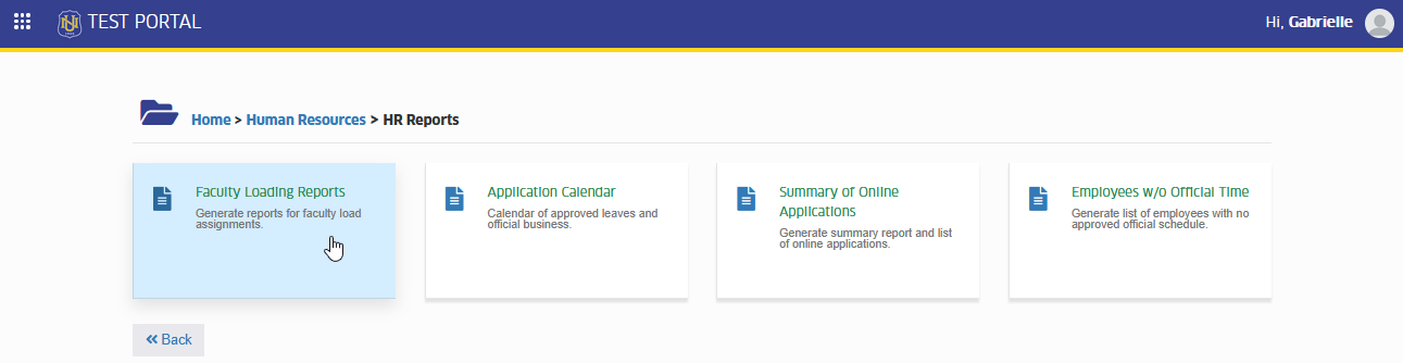 faculty loading reports module tab