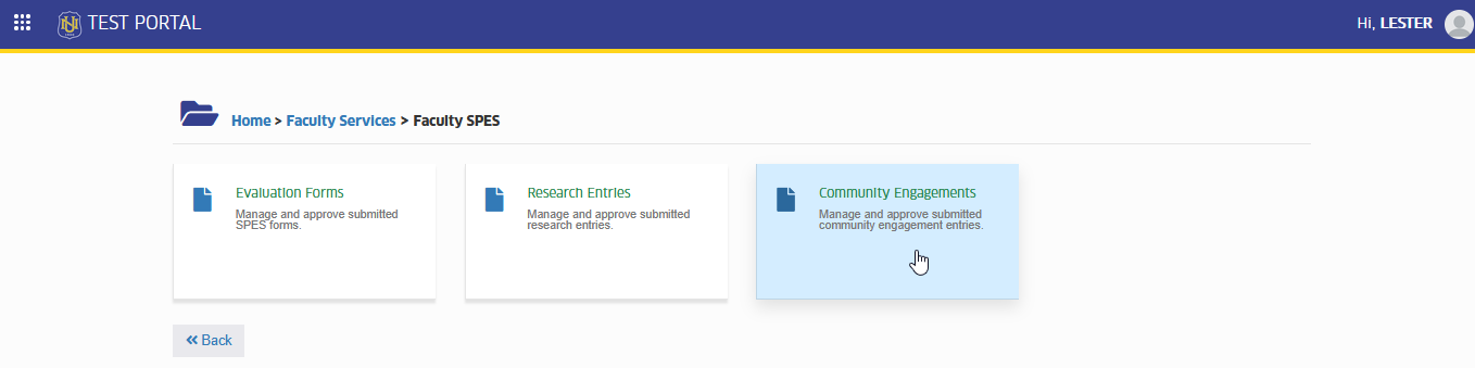 community engagement entries tab