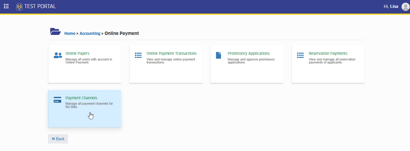 payment channels module tab