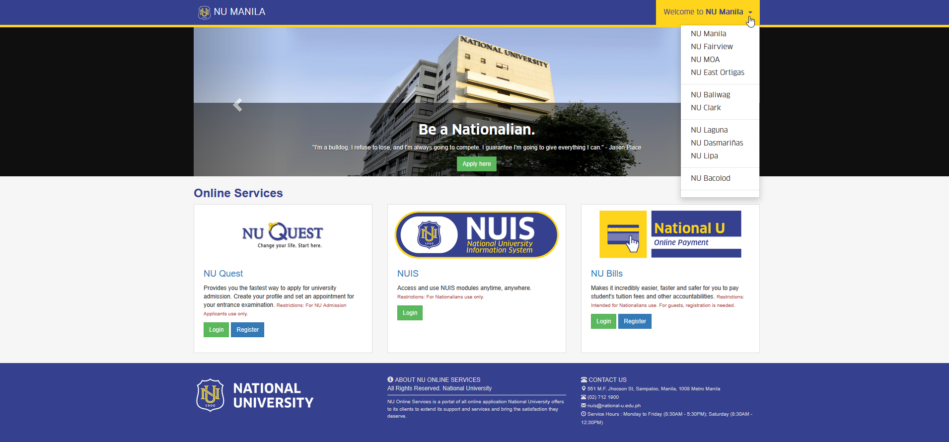 campus dropdown