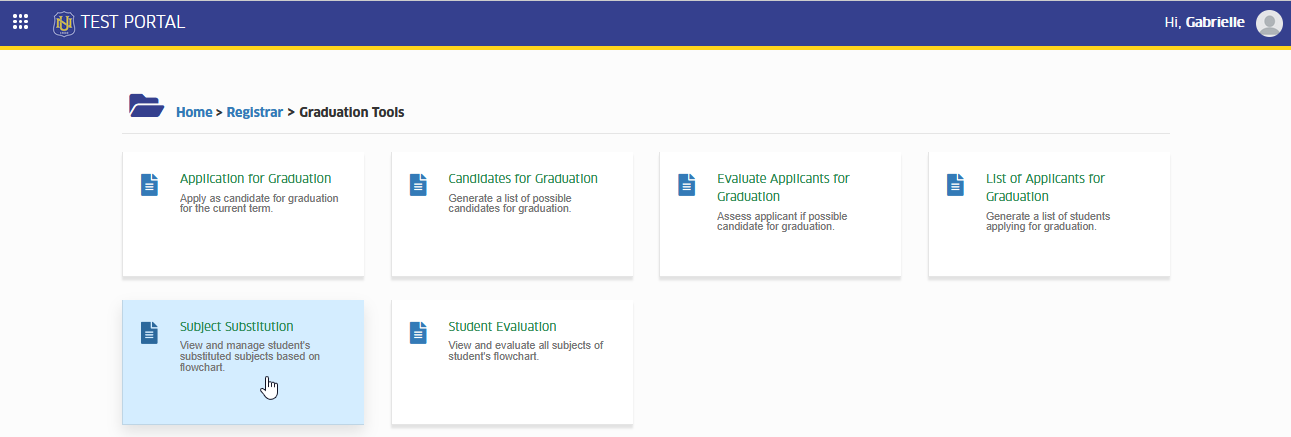 subject substitution module tab