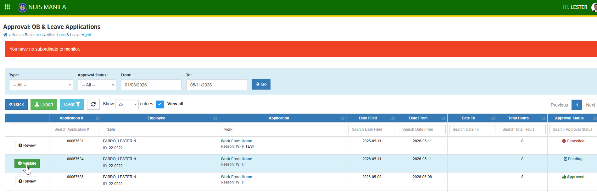 validate button