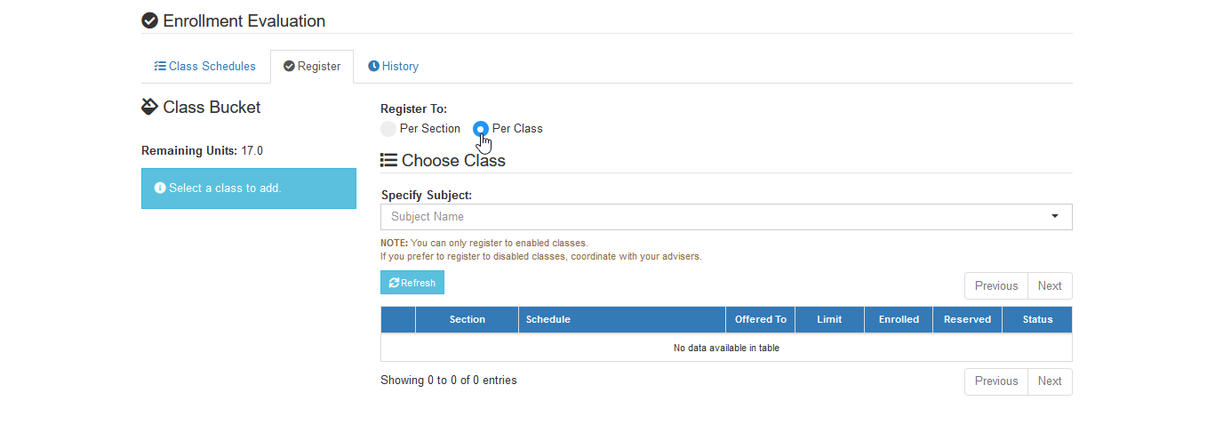 per class option