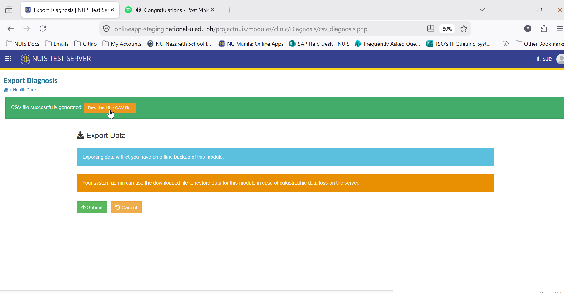 download csv file button