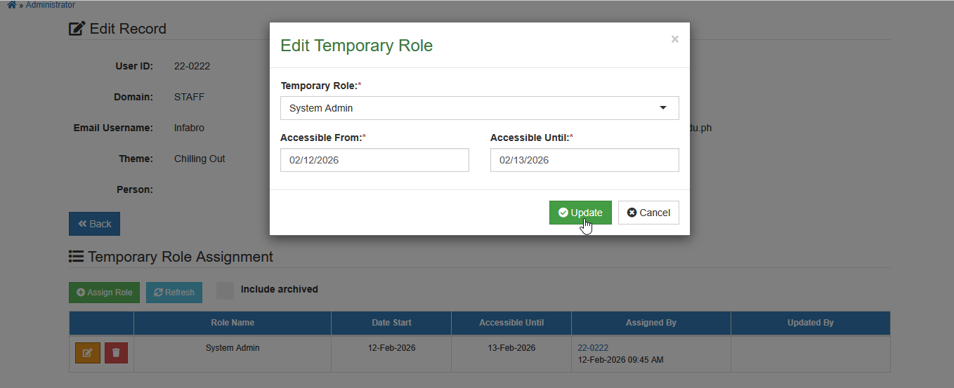 save edit tempo access button