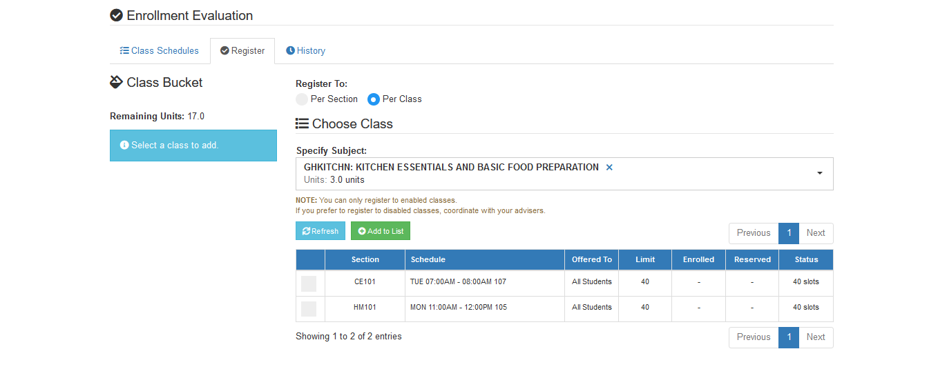 specify class