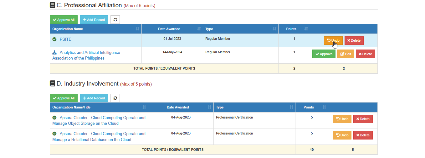 undo approved entries