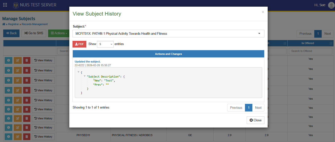 view subject history prompt