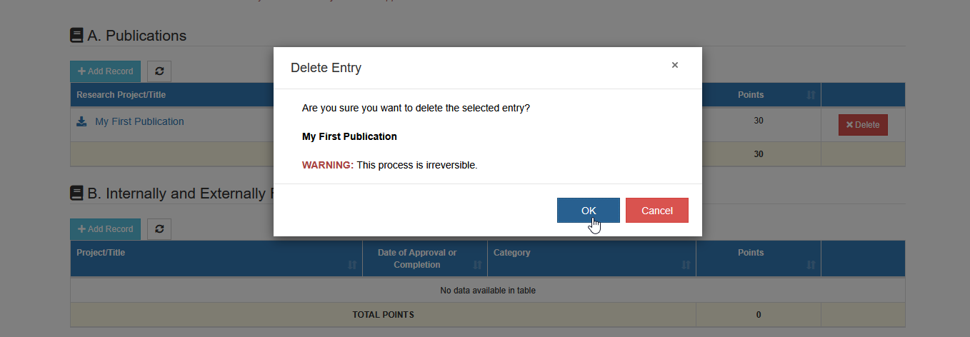 confirm delete