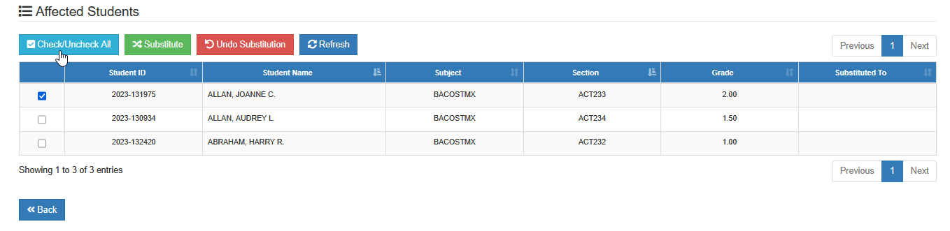 select students