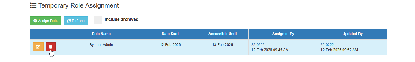 delete tempo access button
