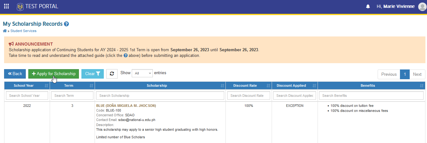 apply for scholarship