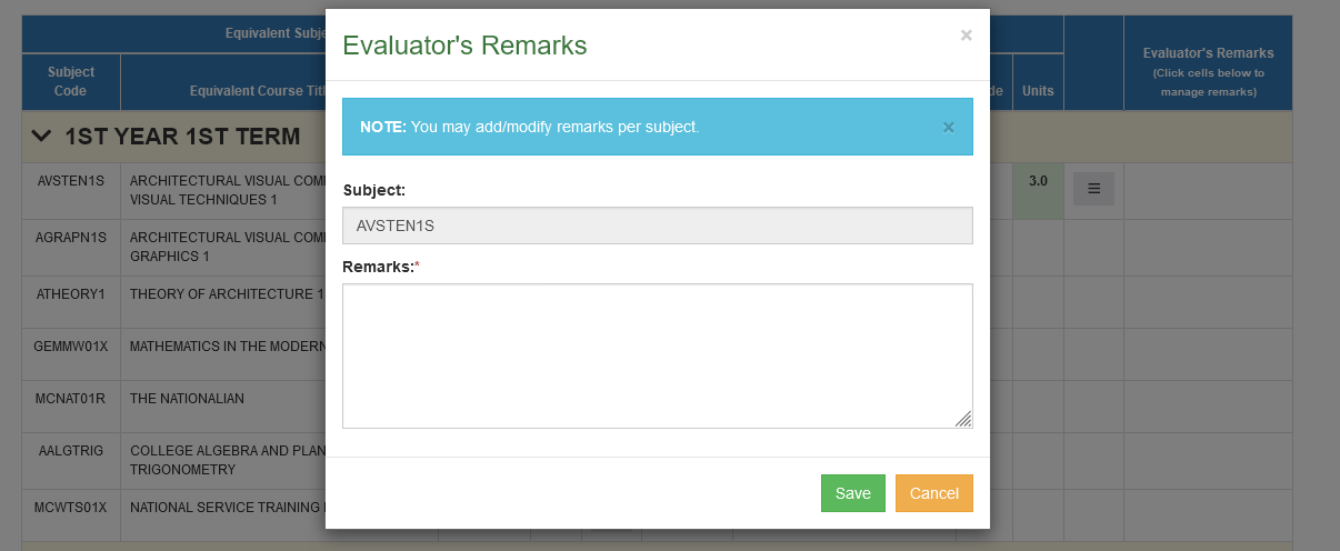 Evaluators Remarks