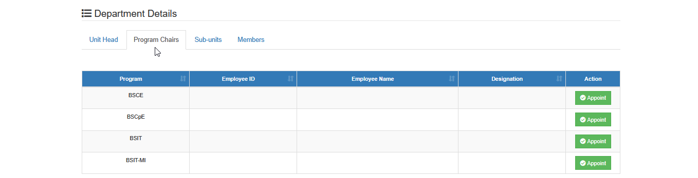 program chair tab