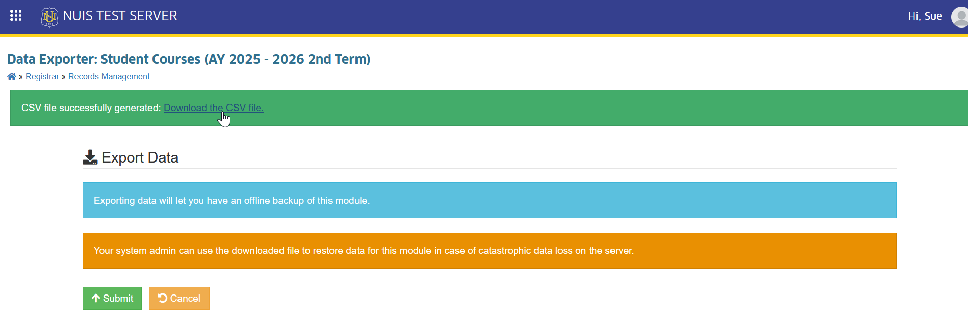 downloand csv link button