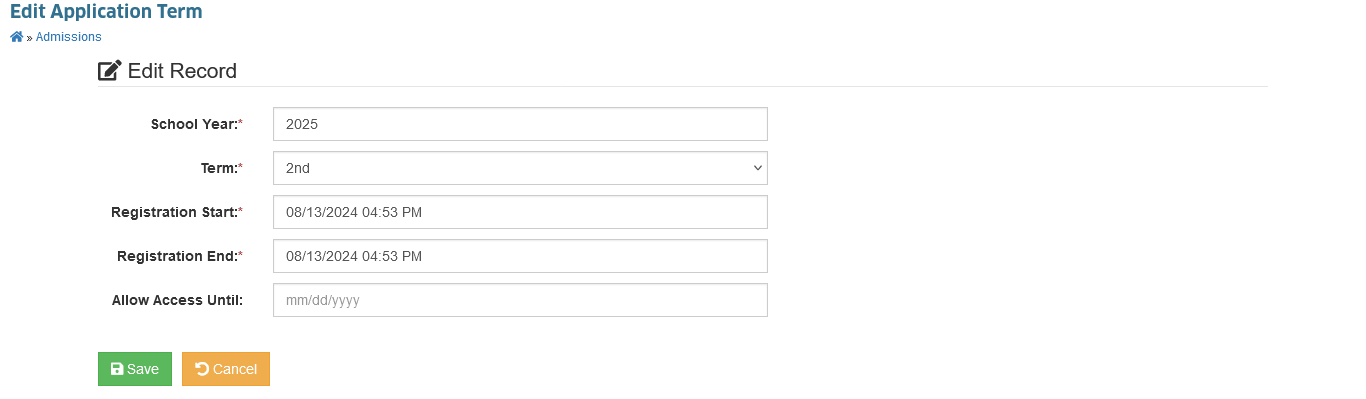 save edited application term