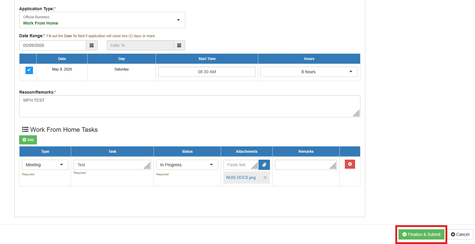 finalized