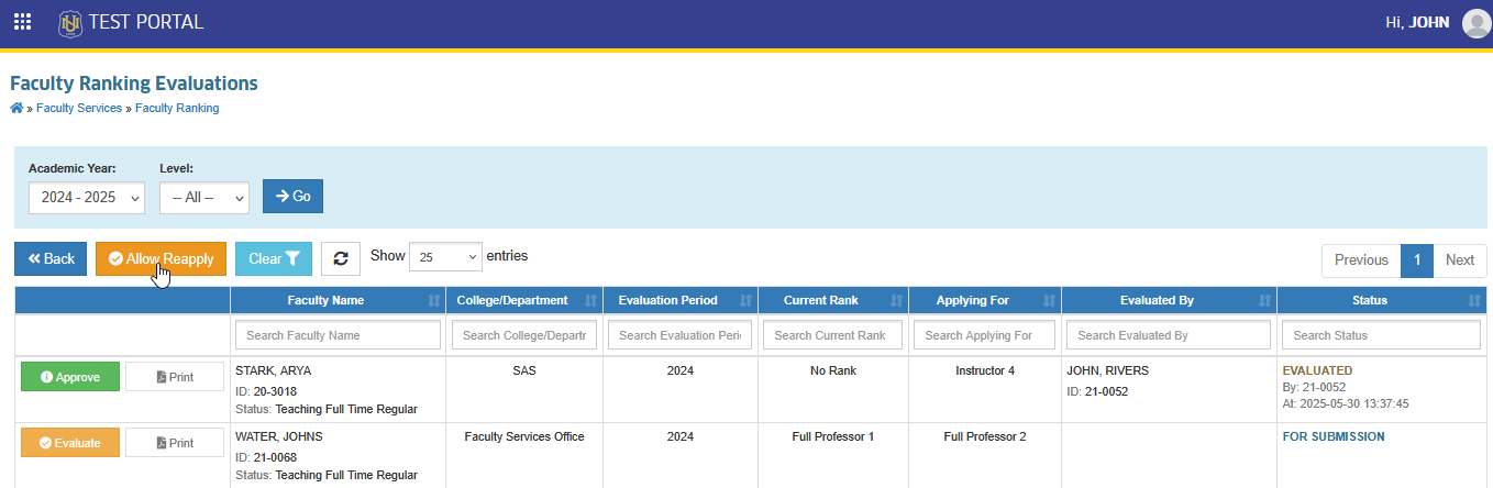 allow to reapply button