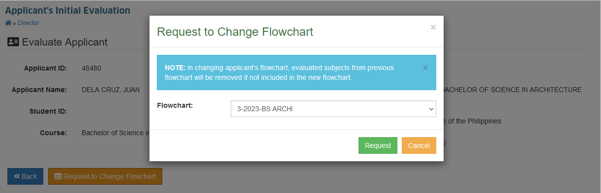 Request to change Flowchart
