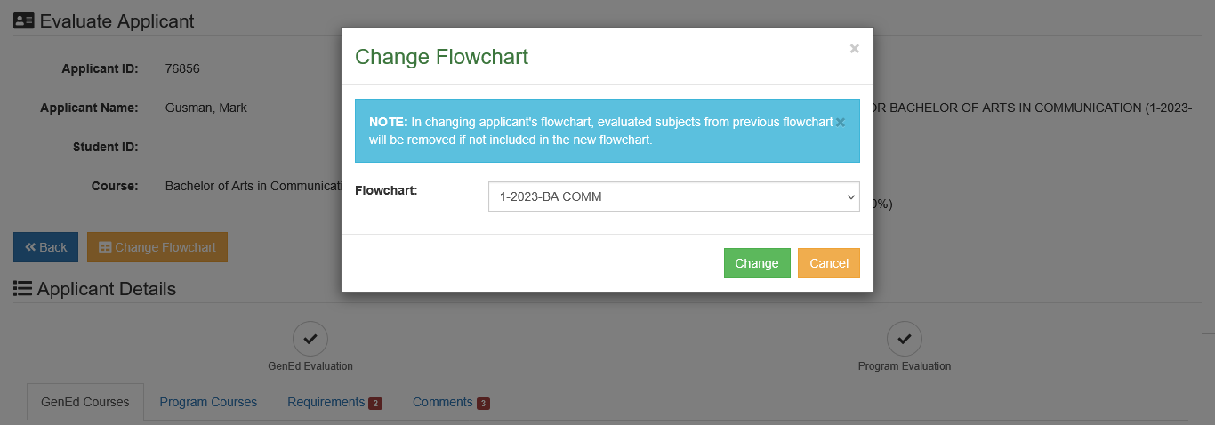 Request to change Flowchart